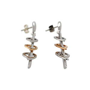 Preowned 9ct White and Rose Gold Bar Leaf Dropper Earrings with the weight 5.30 grams
