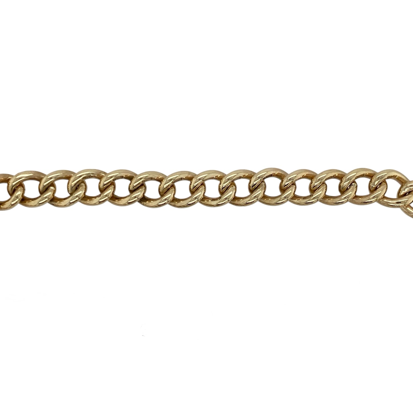 9ct Gold 8" Heart Padlock Safety Chain Charm Bracelet