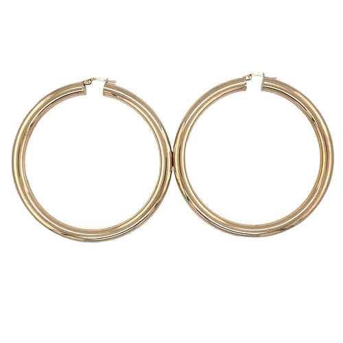 9ct Gold Large Tubular Hoop Creole Earrings