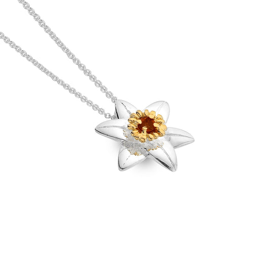 New 925 Silver Daffodil Pendant on an 18