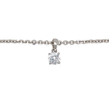 Load image into Gallery viewer, Preowned 9ct White Gold &amp; Cubic Zirconia Set Solitaire Pendant on a 16&quot; faceted belcher chain with the weight 4.60 grams. The pendant is 1.1cm long including the bail and the stone is 5mm diameter
