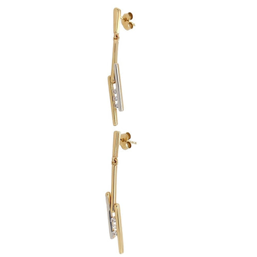 9ct Gold & Cubic Zirconia Set Drop Earrings