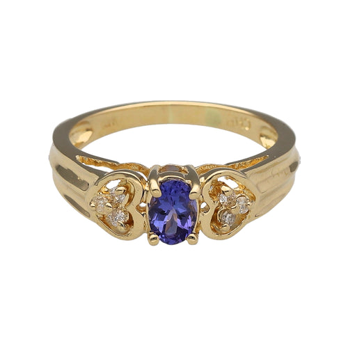 14ct Gold Diamond & Tanzanite Set Ring