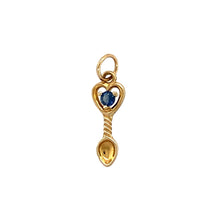 Load image into Gallery viewer, New 9ct Gold &amp; Sapphire Set September Birthstone Lovespoon Pendant
