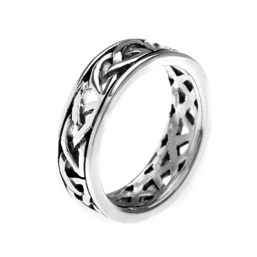 New 925 Silver Celtic Loop Knotwork Band Ring