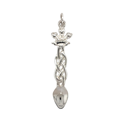 New 925 Silver Three Feather Celtic Knot Lovespoon Pendant