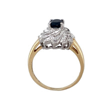 Load image into Gallery viewer, 9ct Gold Diamond &amp; Sapphire Set Swirl Cluster Ring
