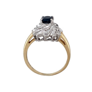 9ct Gold Diamond & Sapphire Set Swirl Cluster Ring