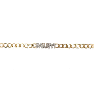 9ct Gold & Diamond Set Mum 7.5" Bracelet