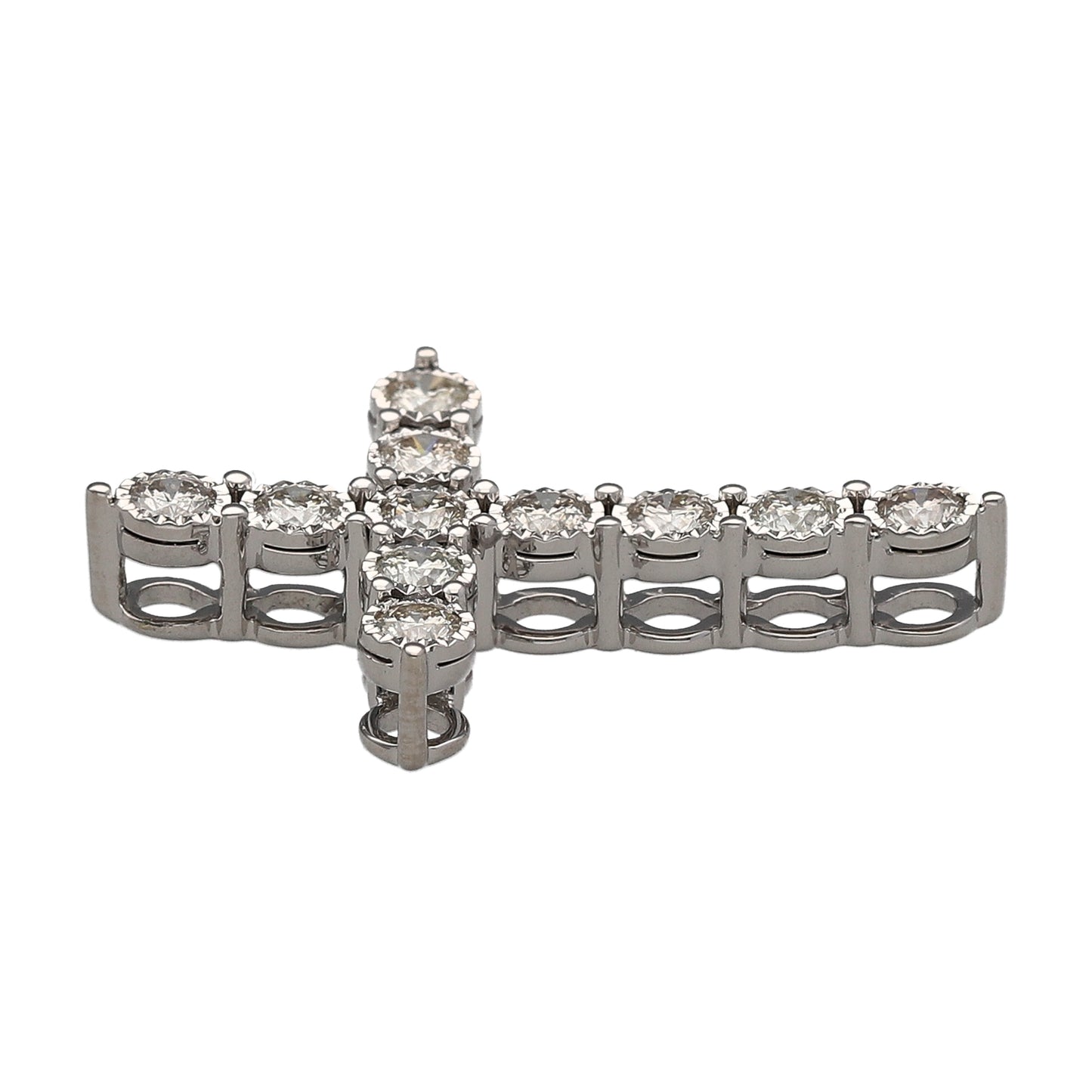 New 9ct White Gold & Diamond Set Cross Pendant