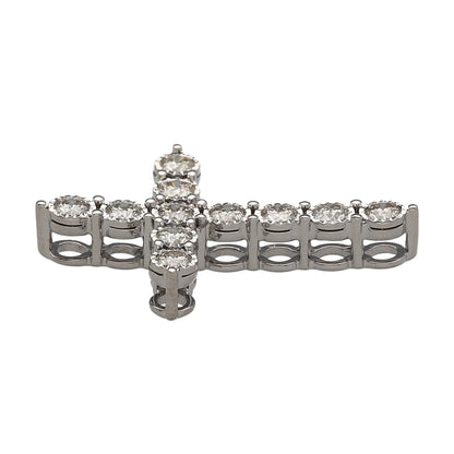 New 9ct White Gold & Diamond Set Cross Pendant