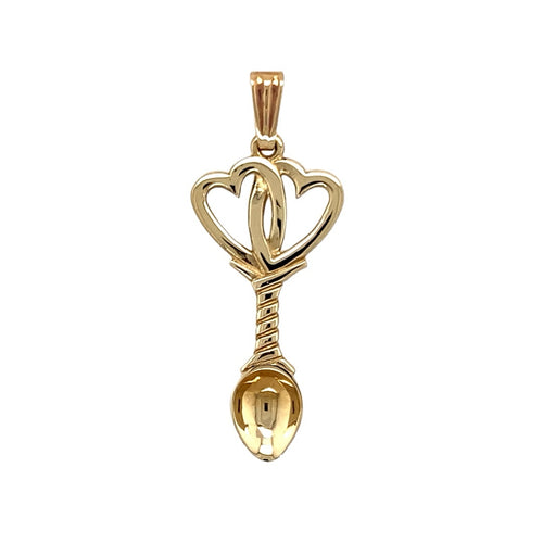 New 9ct Gold Double Heart Lovespoon Pendant