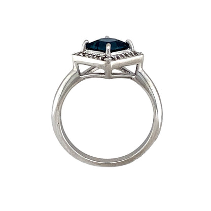 925 Silver Blue Topaz & Cubic Zirconia Kensington Love Clogau Ring