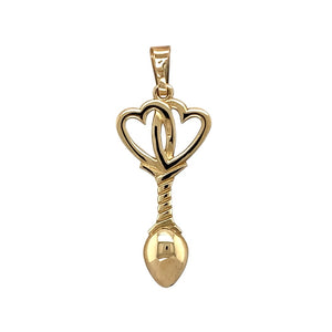 New 9ct Yellow Gold Double Heart Lovespoon Pendant with the weight 2.40 grams