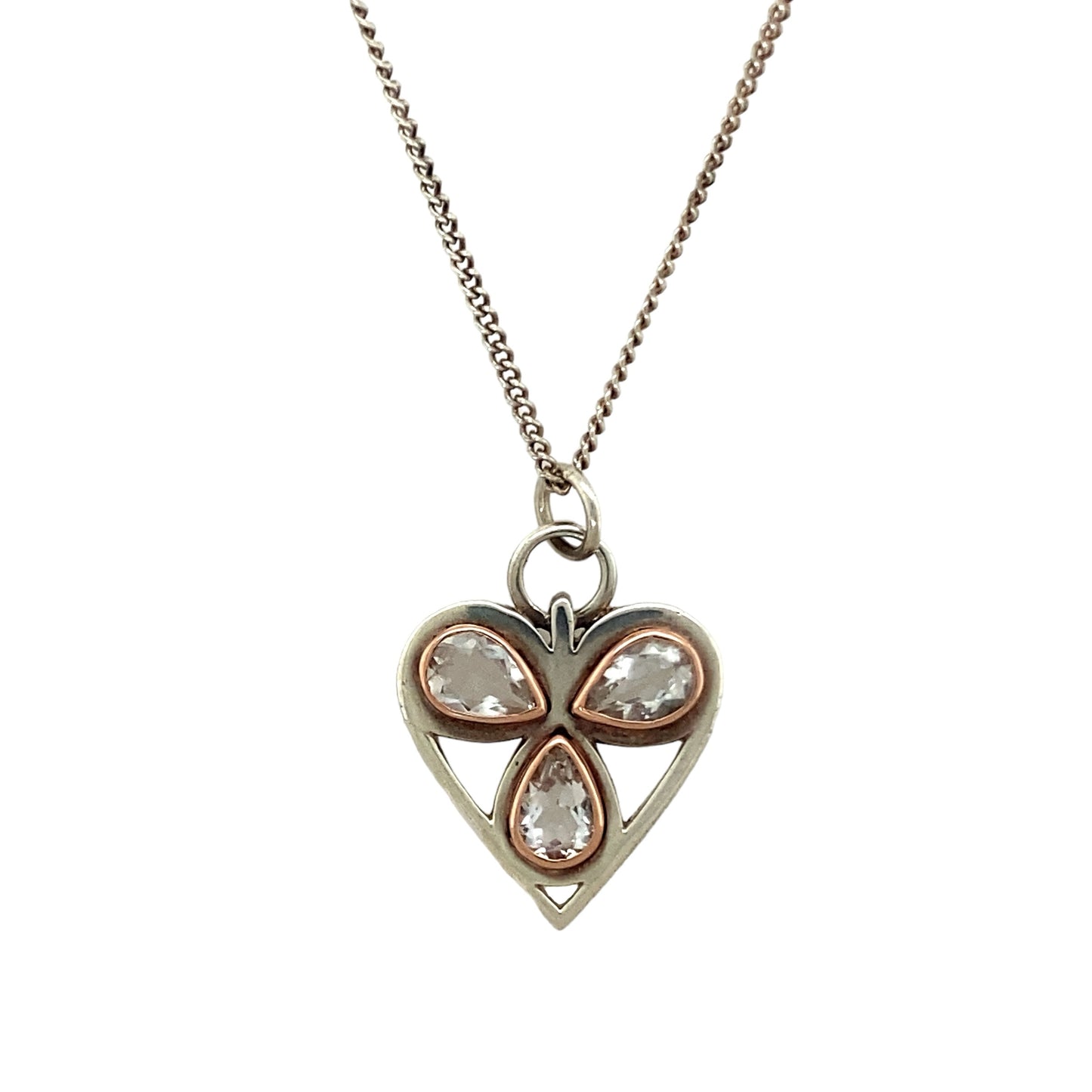 925 Silver & White Topaz Set Heart Clogau 18" Necklace