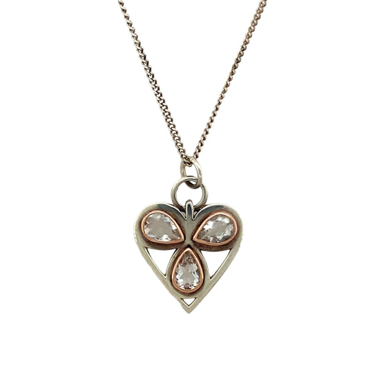 925 Silver & White Topaz Set Heart Clogau 18" Necklace