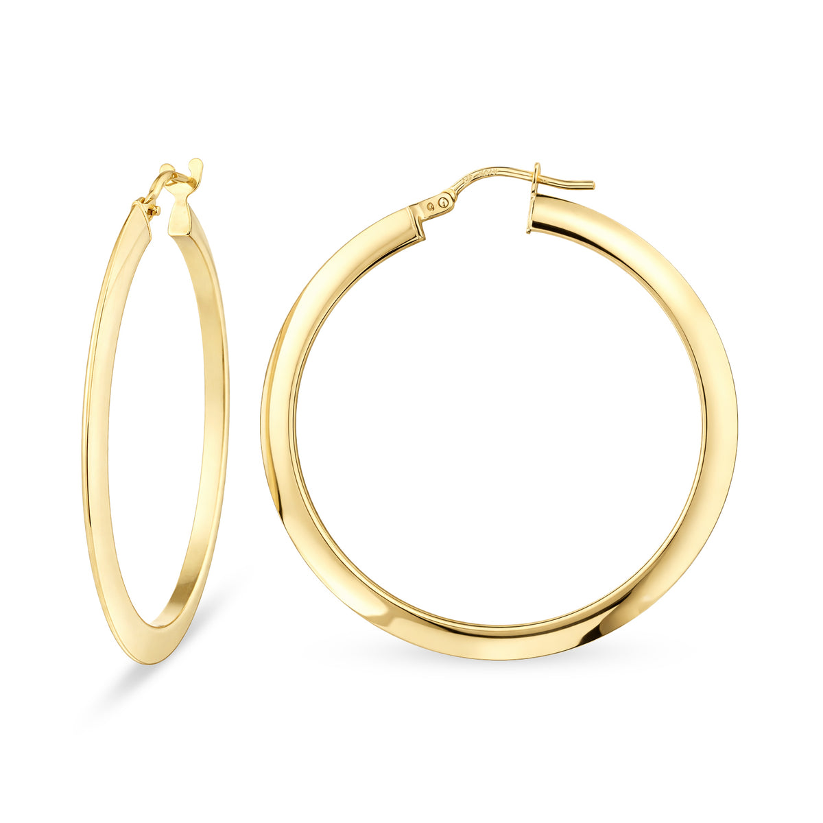 9ct Gold Plain Hoop Creole Earrings