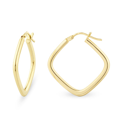 9ct Gold Plain Square Creole Earrings