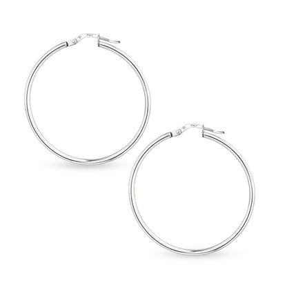 9ct White Gold Plain Hoop Creole Earrings