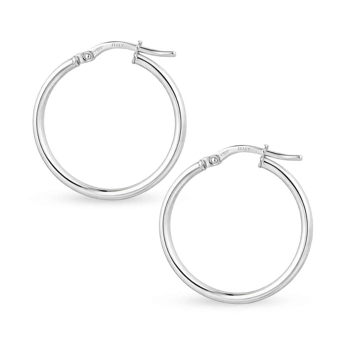 9ct White Gold Plain Hoop Creole Earrings
