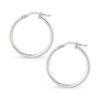 9ct White Gold Plain Hoop Creole Earrings