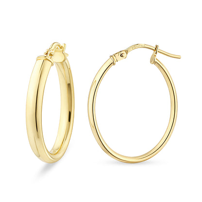 9ct Gold Plain Oval Creole Earrings