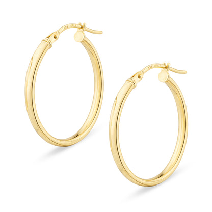 9ct Gold Plain Oval Creole Earrings