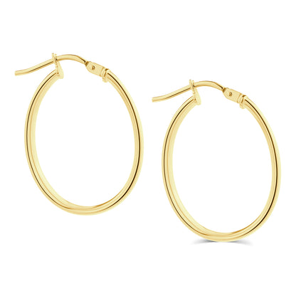 9ct Gold Plain Oval Creole Earrings