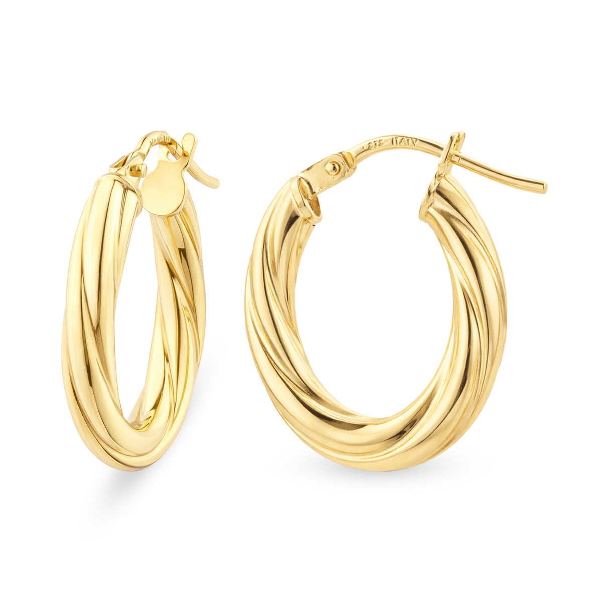 9ct Gold Twisted Oval Creole Earrings
