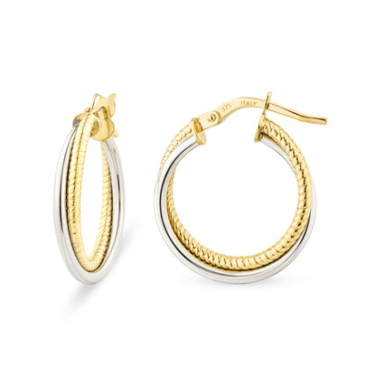 9ct Gold Double Twist Hoop Creole Earrings