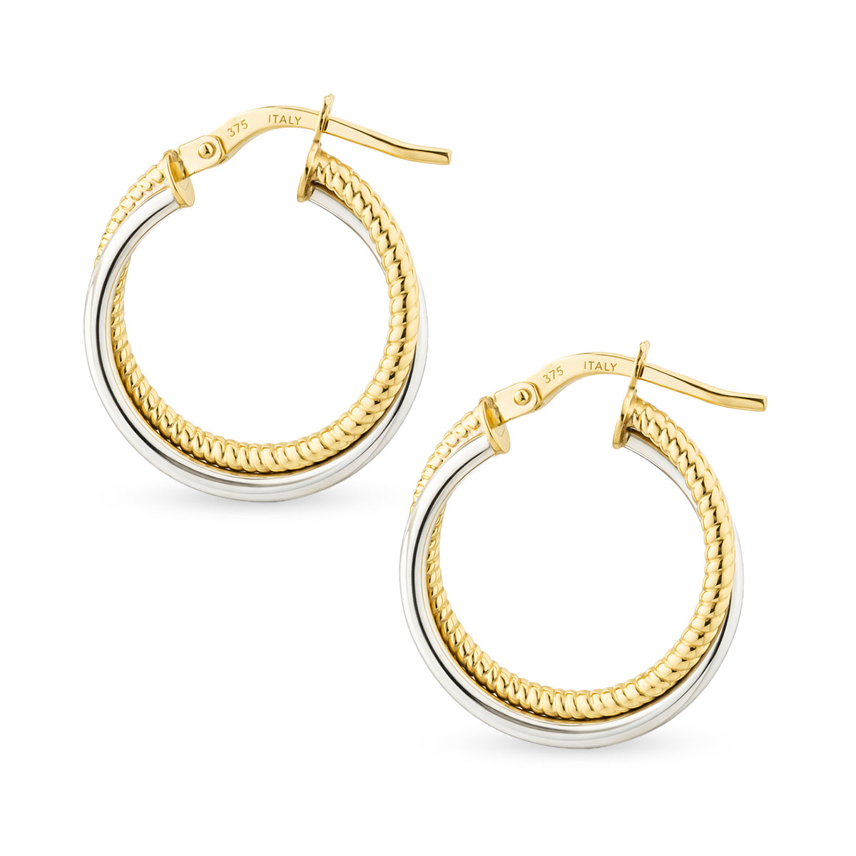 9ct Gold Double Twist Hoop Creole Earrings