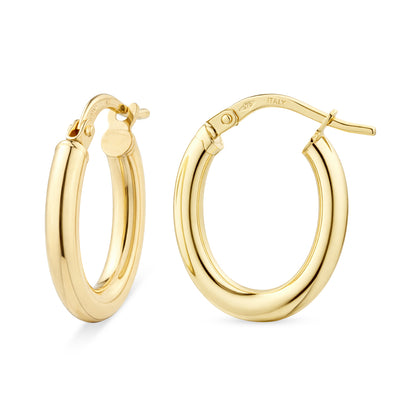 9ct Gold Plain Oval Creole Earrings