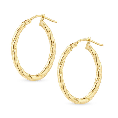 9ct Gold Twisted Oval Creole Earrings