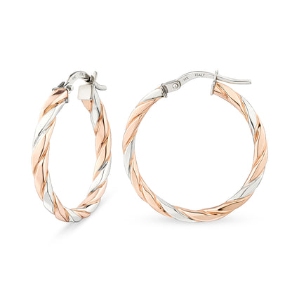 9ct Gold Twisted Flat Hoop Creole Earrings