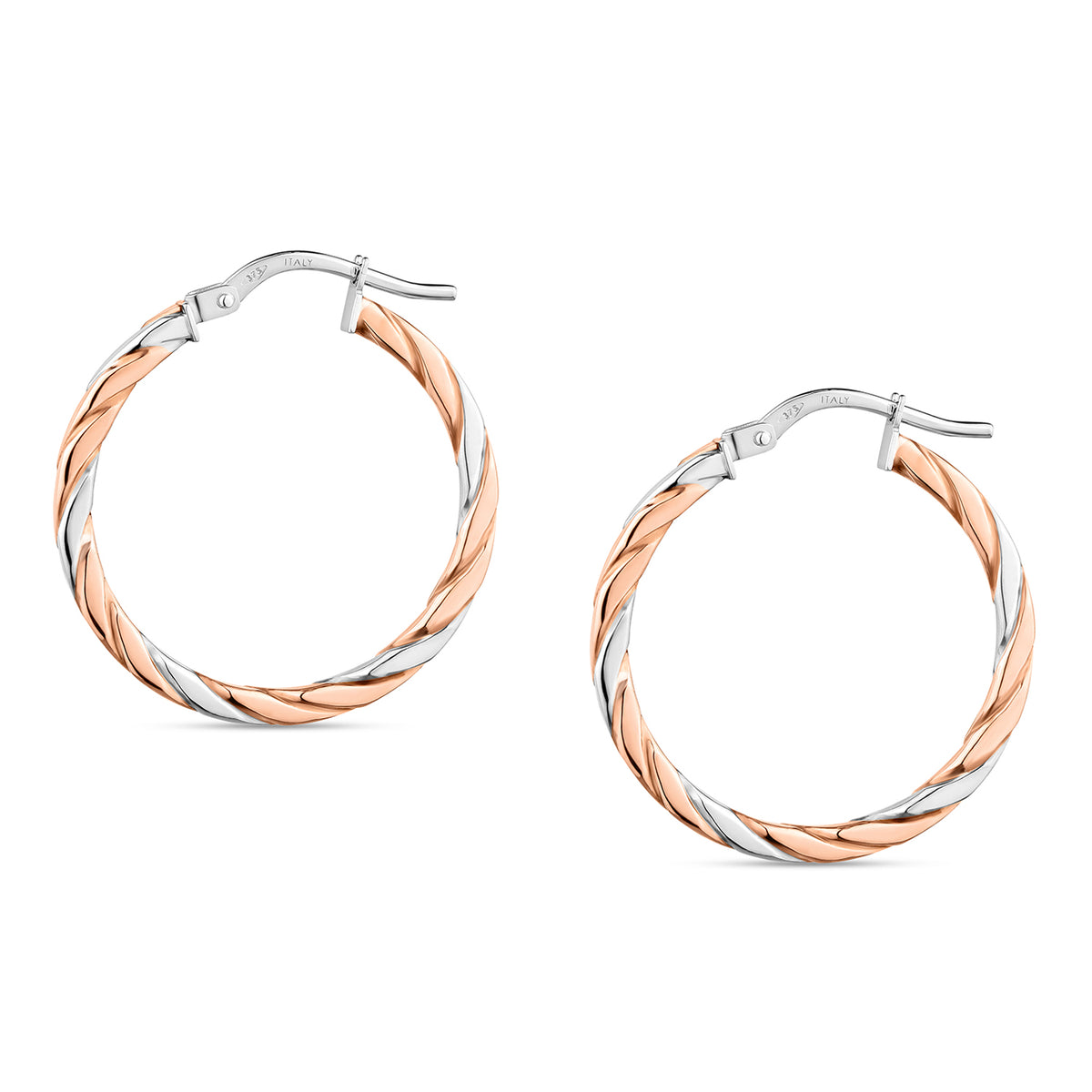 9ct Gold Twisted Flat Hoop Creole Earrings