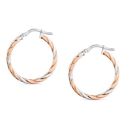 9ct Gold Twisted Flat Hoop Creole Earrings