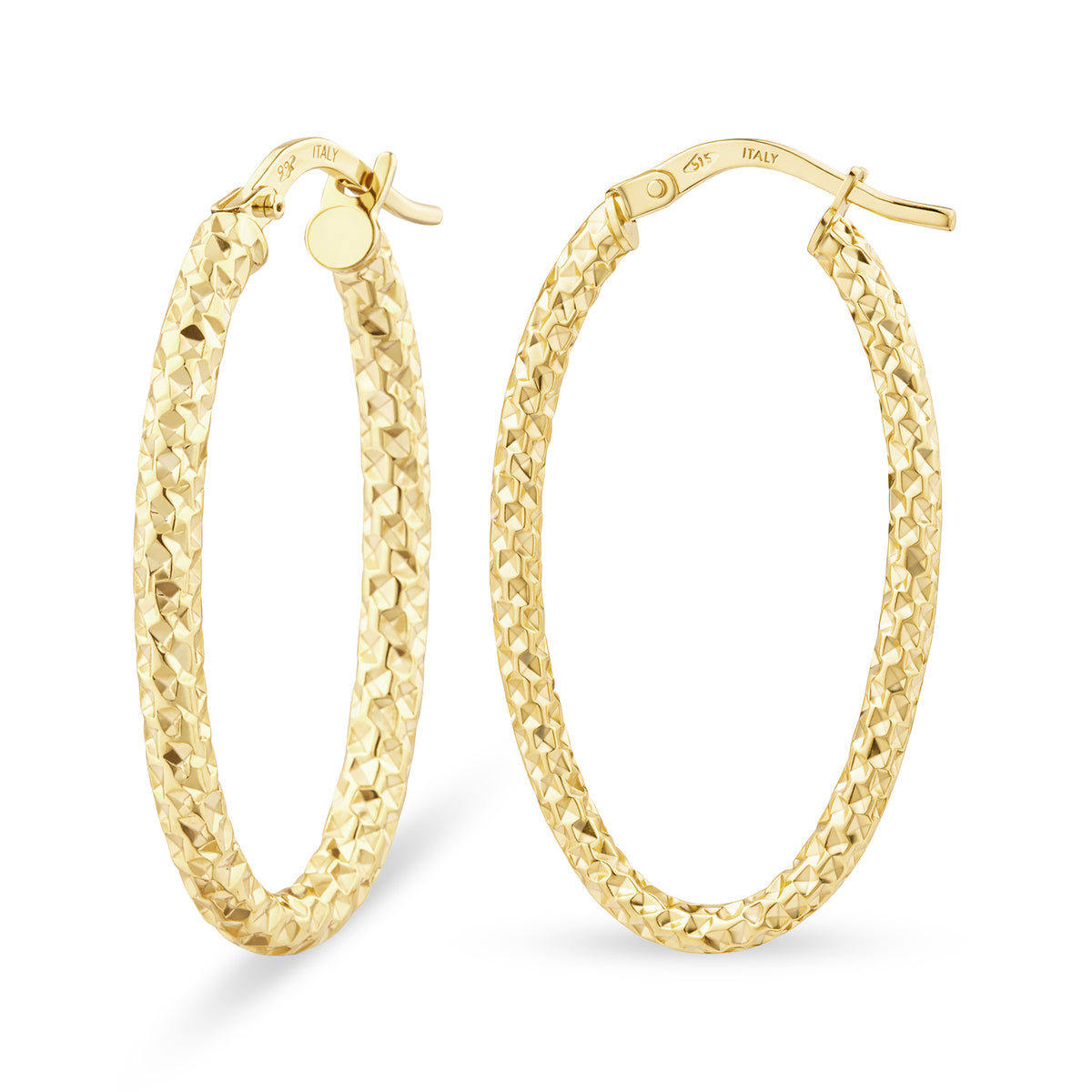 9ct Gold Sparkle Textured Oval Creole Earrings