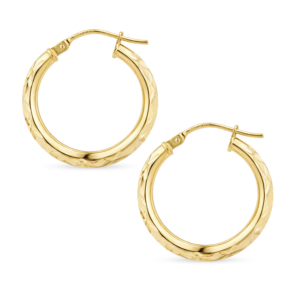 9ct Gold Patterned Hoop Creole Earrings