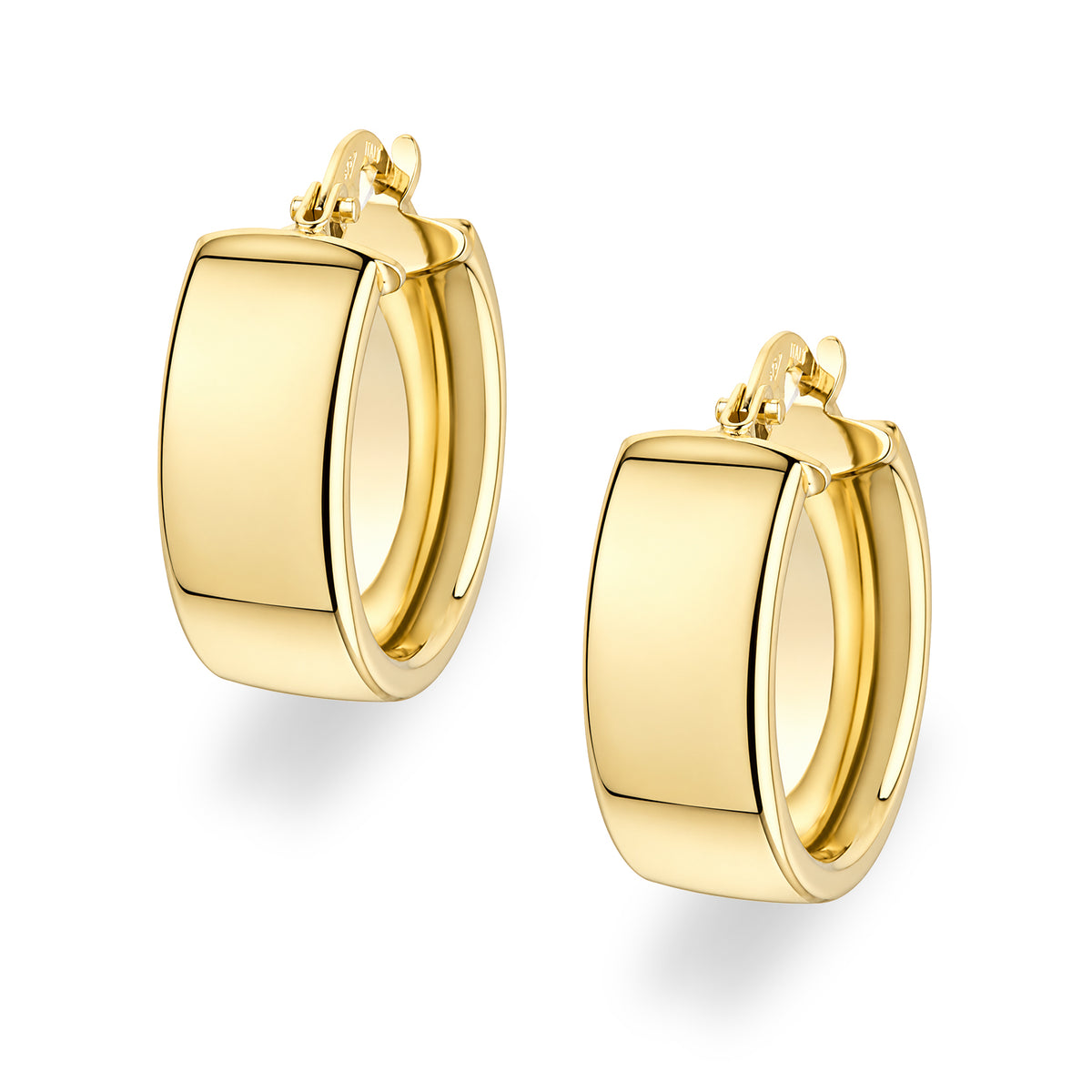 9ct Gold Plain Wide Hoop Creole Earrings