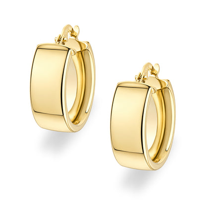 9ct Gold Plain Wide Hoop Creole Earrings