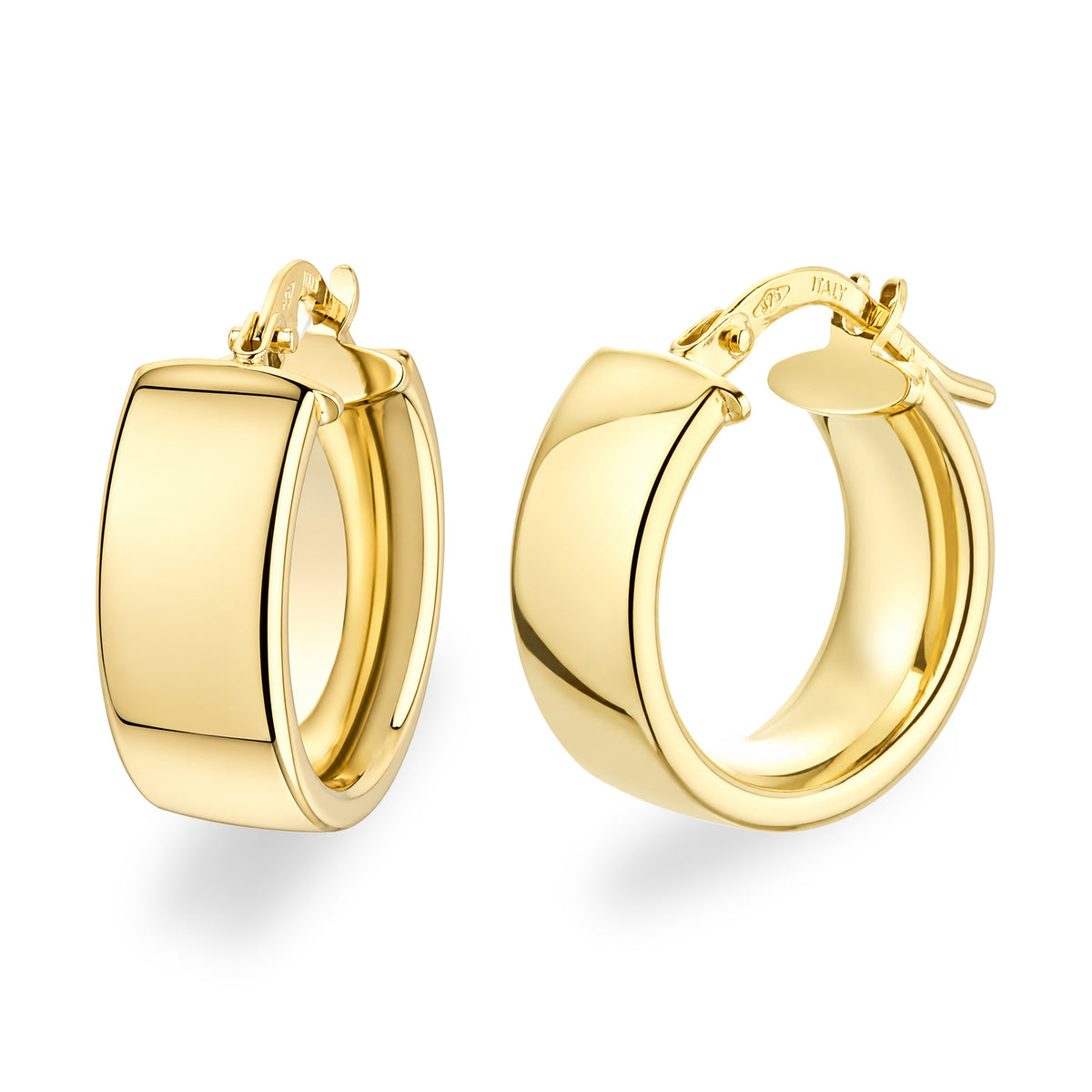 9ct Gold Plain Wide Hoop Creole Earrings