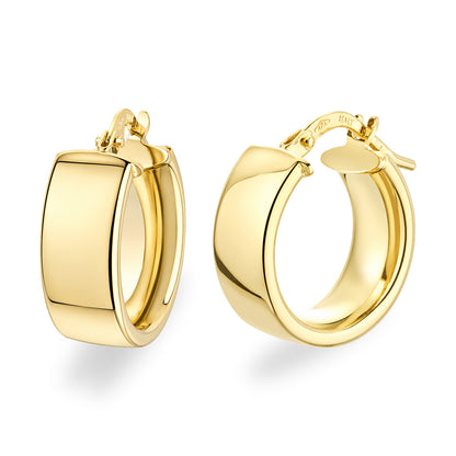 9ct Gold Plain Wide Hoop Creole Earrings
