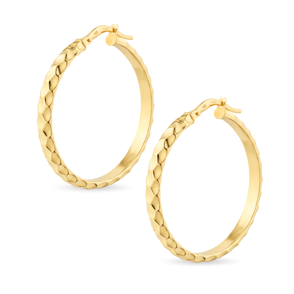 9ct Gold Textured Hoop Creole Earrings