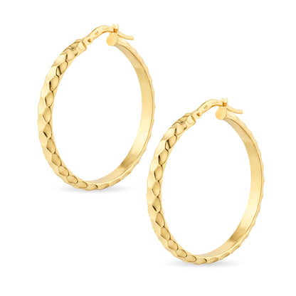 9ct Gold Textured Hoop Creole Earrings