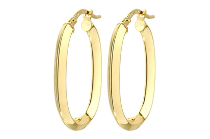 9ct Gold Plain Oval Creole Earrings