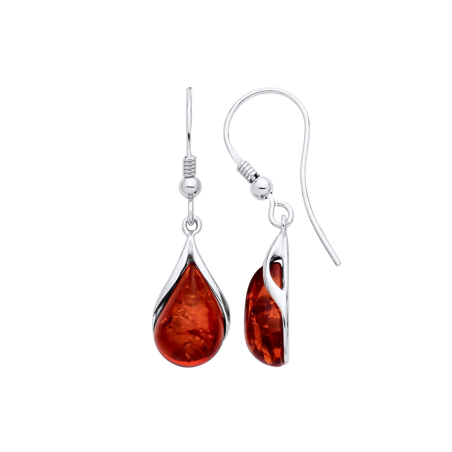 New 925 Silver &amp; Natural Baltic Amber Set Teardrop Drop Earrings with the weight 2.80 grams. Earrings Length 36.75mm&nbsp;Earrings Width 10.2mm