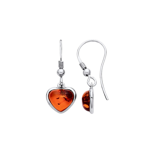 New 925 Silver &amp; Natural Baltic Amber Set Heart Drop Earrings with the weight 2.20 grams. Earrings Length 28.5mm&nbsp;Earrings Width 11mm