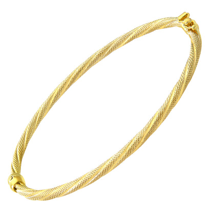 9ct Gold Textured Twist Hinged Bangle