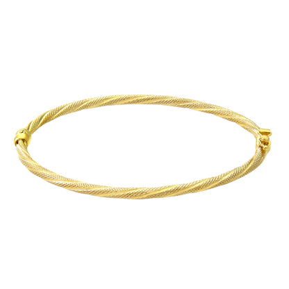 9ct Gold Textured Twist Hinged Bangle