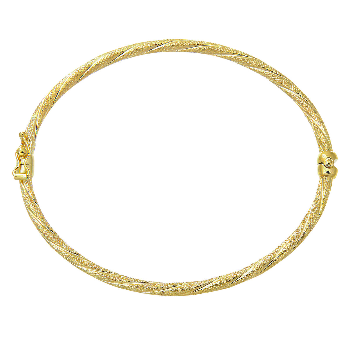 9ct Gold Textured Twist Hinged Bangle